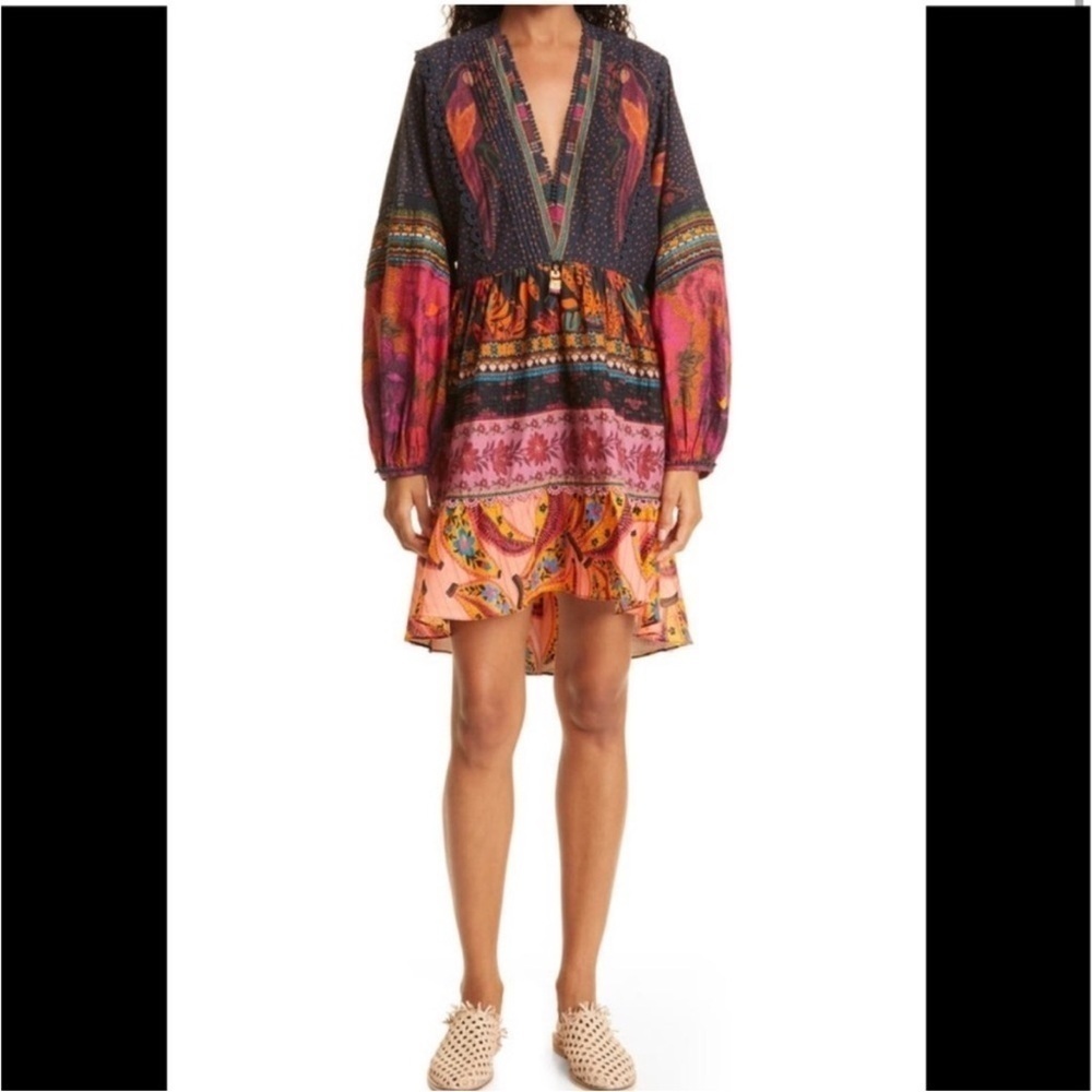 Farm Rio Mix Patchwork Long-sleeve Minidress - Picture 4 of 11